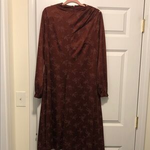 Elegant Brown Floral Dress